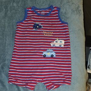 Child of Mine Red and Blue Striped Baby Romper